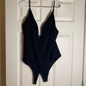 Black Plunging Neckline Bodysuit